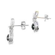 Bids.com .55ct Onyx Diamond Dangle Earrings 10KT White Gold Earrings
