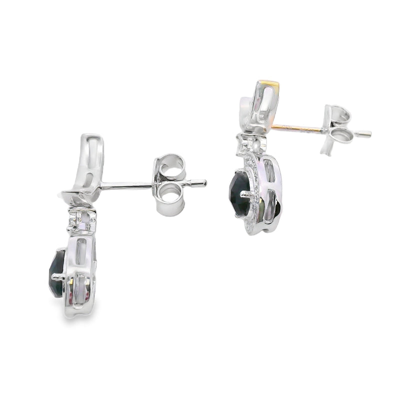 Bids.com .55ct Onyx Diamond Dangle Earrings 10KT White Gold Earrings