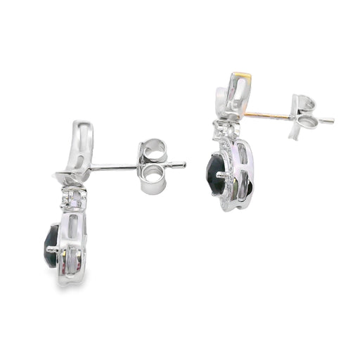 Bids.com .55ct Onyx Diamond Dangle Earrings 10KT White Gold Earrings