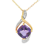 Bids.com Amethyst Diamond Fashion Pendants 10KT Yellow Gold Pendants