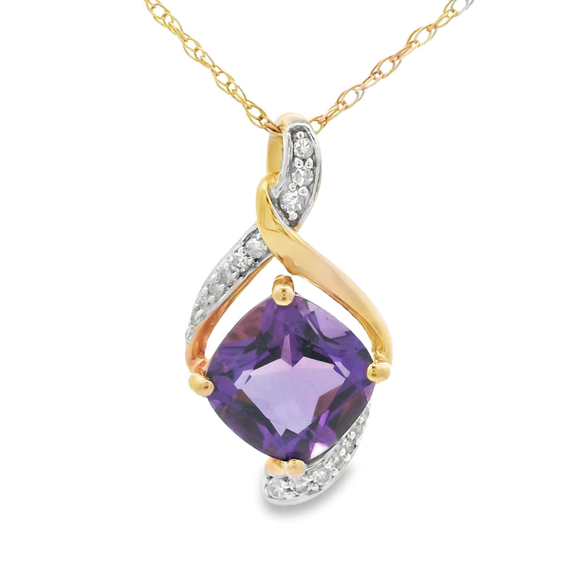 Bids.com Amethyst Diamond Fashion Pendants 10KT Yellow Gold Pendants