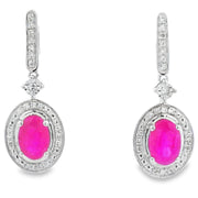Bids.com 1.40ct Ruby Diamond Dangle Earrings 10KT White Gold Earrings