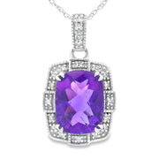 Bids.com Amethyst Diamond Fashion Pendants 10KT White Gold Pendants