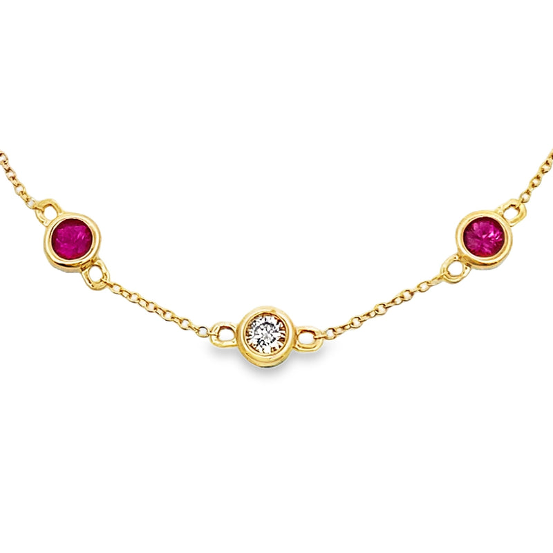 Bids.com .66ct Ruby Diamond Bracelet 14KT Yellow Gold Bracelets