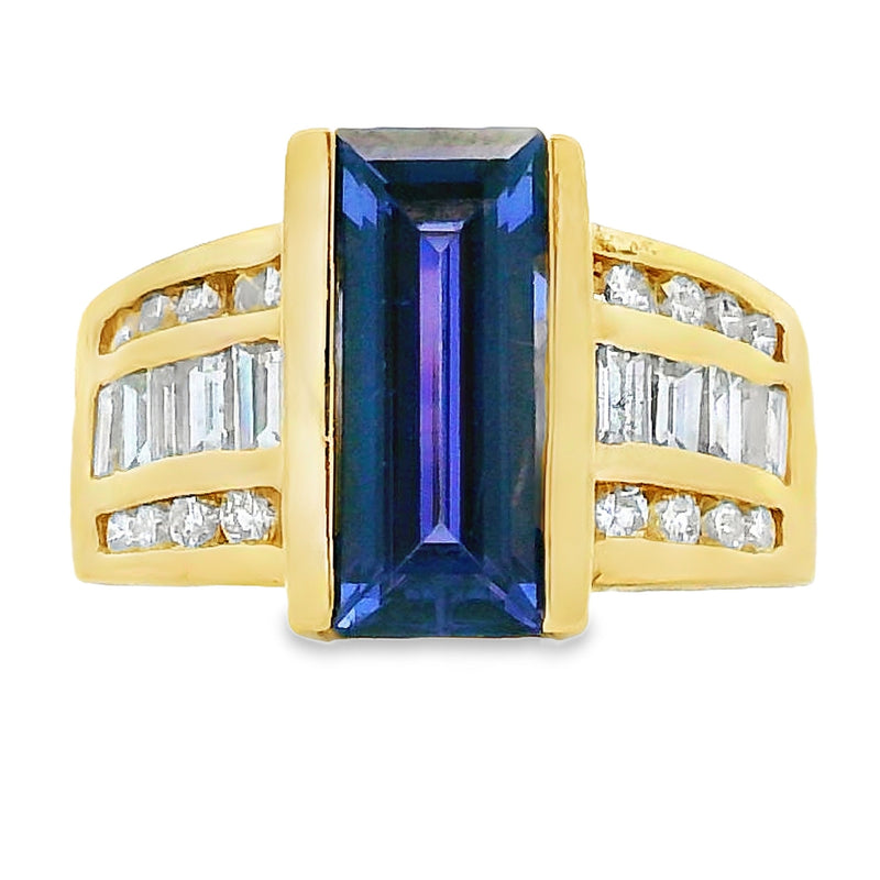 Bids.com .80ct Tanzanite Diamond Ring 18KT Yellow Gold Rings