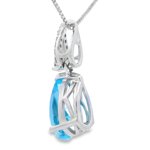 Bids.com Blue Topaz Diamond Fashion Pendants 10KT White Gold Pendants White Smoke 18