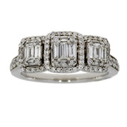 Bids.com 1.00ct Diamond 3 Stone Ring 14KT White Gold Rings
