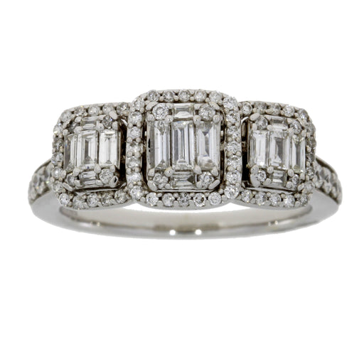 Bids.com 1.00ct Diamond 3 Stone Ring 14KT White Gold Rings