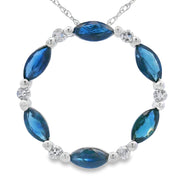 Bids.com Sapphire Diamond Circle of Love Pendant 10KT White Gold Pendants