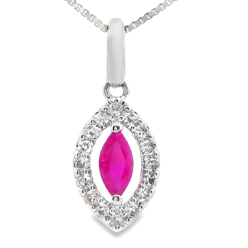 Bids.com .26ct Ruby Diamond Fashion Pendants 10KT White Gold Pendants