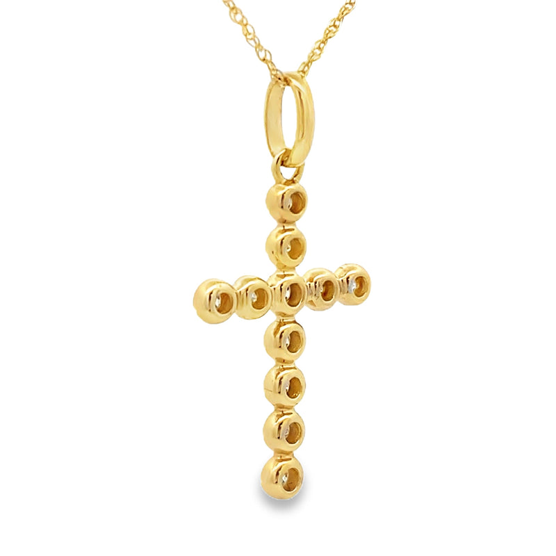 Bids.com .20ct Diamond Cross Religious Pendant 14KT Yellow Gold Pendants