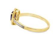 Bids.com .48ct Amethyst Diamond Ring 10KT Yellow Gold Rings