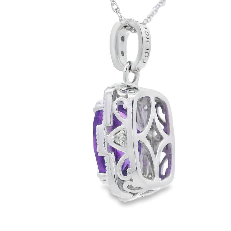 Bids.com Amethyst Diamond Fashion Pendants 10KT White Gold Pendants