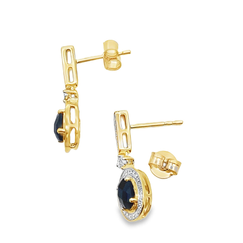 Bids.com 1.06ct Onyx Diamond Dangle Earrings 10KT Yellow Gold Earrings