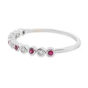 Bids.com .13ct Ruby Diamond stackable band set 14KT White Gold Rings
