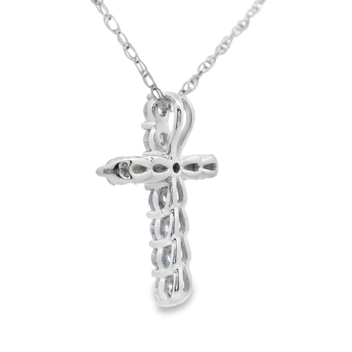 Bids.com .19ct Diamond Cross Religious Pendant 14KT White Gold Pendants