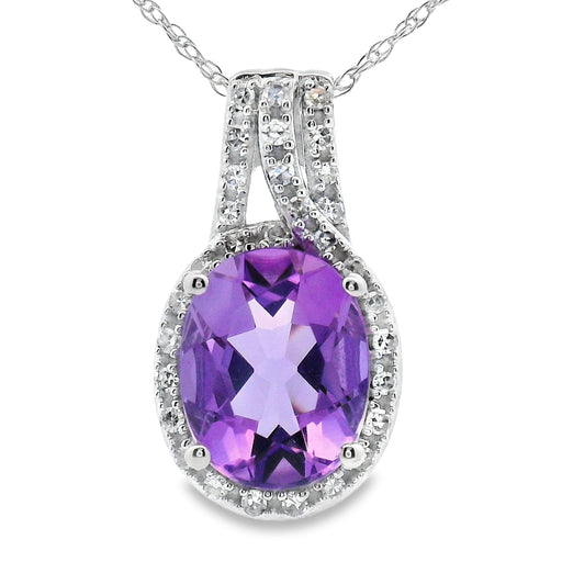 Bids.com Amethyst Diamond Fashion Pendants 10KT White Gold Pendants