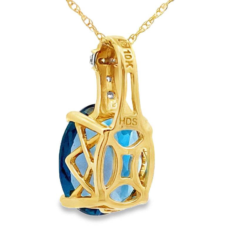 Bids.com London Blue Topaz Fashion Pendants 10KT Yellow Gold Pendants