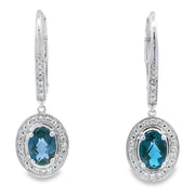 Bids.com .89ct London Blue Topaz Dangle Earrings 10KT White Gold Earrings