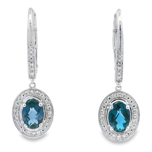 Bids.com .89ct London Blue Topaz Dangle Earrings 10KT White Gold Earrings