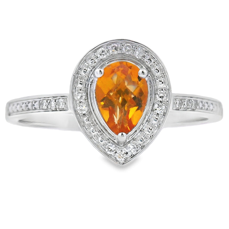 Bids.com .50ct Citrine Diamond Ring 10KT White Gold Rings