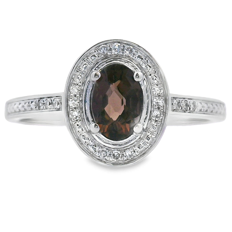 Bids.com .42ct Quartz Diamond Ring 10KT White Gold Rings