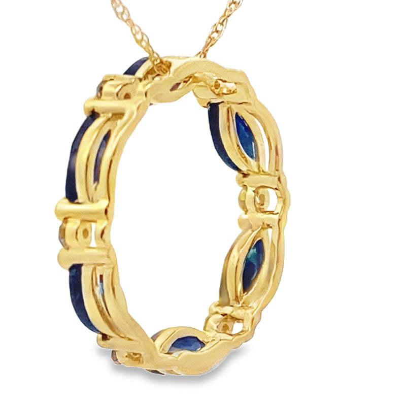 Bids.com .99ct Sapphire Circle of Love Pendant 10KT Yellow Gold Pendants