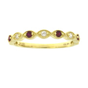 Bids.com .15ct Ruby Diamond Wedding Band Ring 14KT Yellow Gold Rings