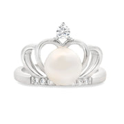 Bids.com FW Pearl Cubic Zirconium Ring Sterling Silver Rings