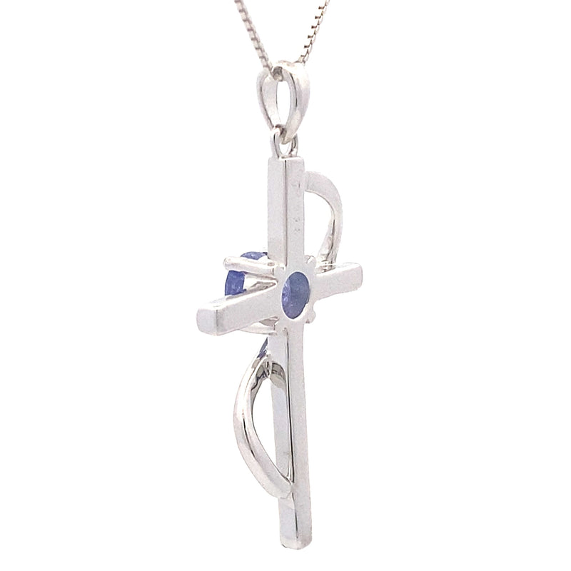 Bids.com .50ct Tanzanite Cross Religious Pendant Sterling Silver Pendants
