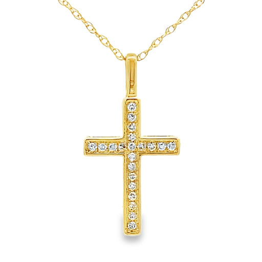 Bids.com .08ct Diamond Cross Religious Pendant 14KT Yellow Gold Pendants
