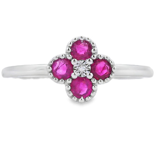 Bids.com .20ct Ruby Diamond Ring 10KT White Gold Rings