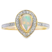 Bids.com .30ct Opal Diamond Ring 10KT Yellow Gold Rings