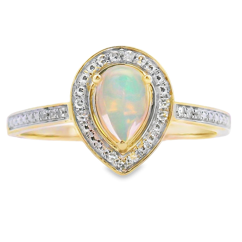 Bids.com .30ct Opal Diamond Ring 10KT Yellow Gold Rings