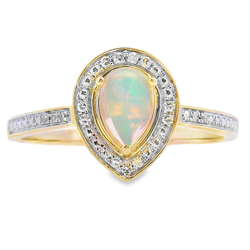 Bids.com .30ct Opal Diamond Ring 10KT Yellow Gold Rings