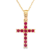 Bids.com .29ct Ruby Cross Religious Pendant 14KT Yellow Gold Pendants