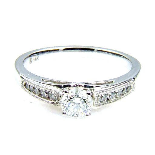 Bids.com .50ct Diamond Eng Only 14KT White Gold Rings