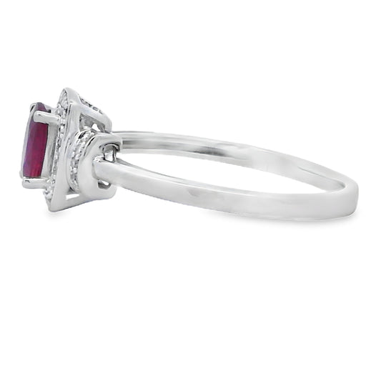 Bids.com .65ct Ruby Diamond Ring 10KT White Gold Rings