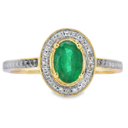 Bids.com .49ct Emerald Diamond Ring 10KT Yellow Gold Rings