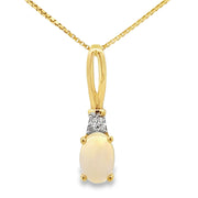Bids.com .02ct Opal Diamond Fashion Pendants 10KT Yellow Gold Pendants
