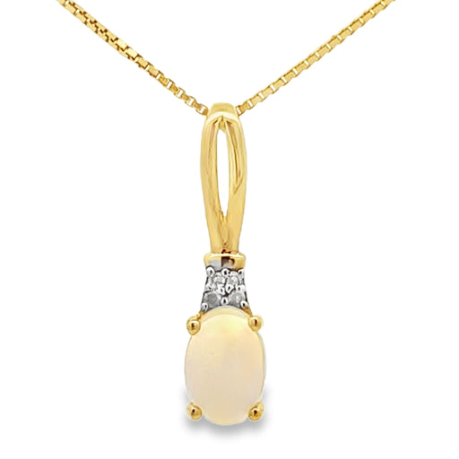 Bids.com .02ct Opal Diamond Fashion Pendants 10KT Yellow Gold Pendants
