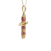 Bids.com Ruby Diamond Cross Religious Pendant 10KT Yellow Gold Pendants
