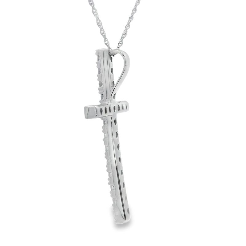 Bids.com .50ct Diamond Cross Religious Pendant 14KT White Gold Pendants
