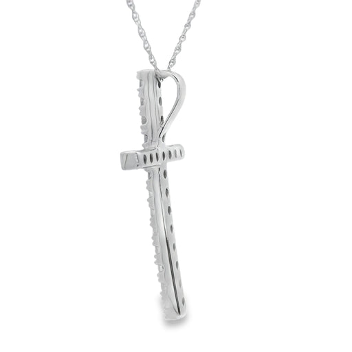 Bids.com .50ct Diamond Cross Religious Pendant 14KT White Gold Pendants