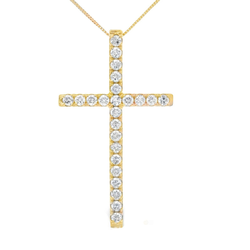 Bids.com .38ct Diamond Cross Religious Pendant 14KT Yellow Gold Pendants