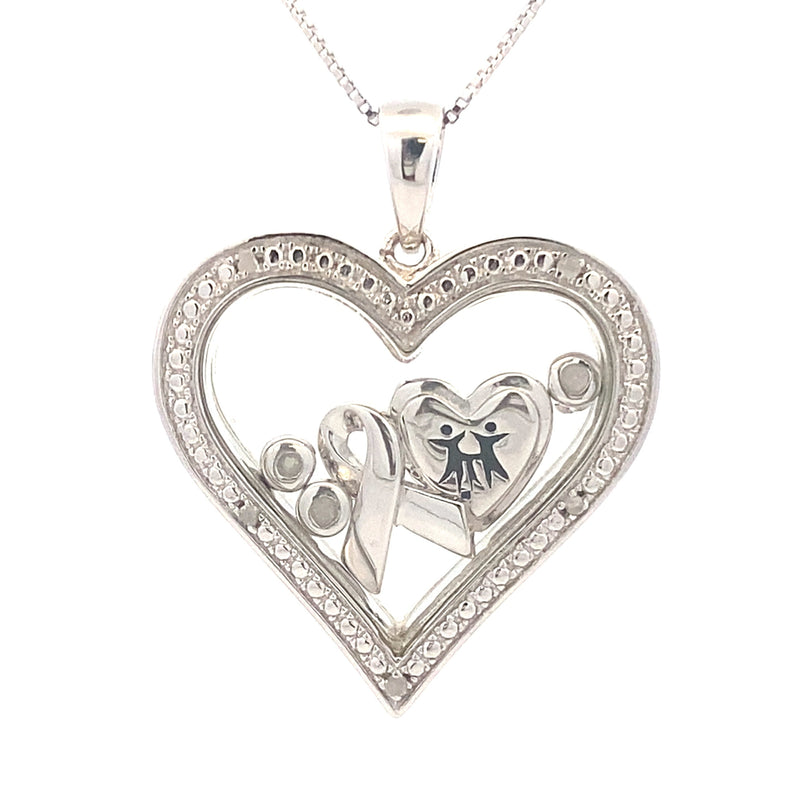 Bids.com .02ct Diamond Heart Love Pendant Sterling Silver Pendants