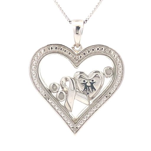 Bids.com .02ct Diamond Heart Love Pendant Sterling Silver Pendants