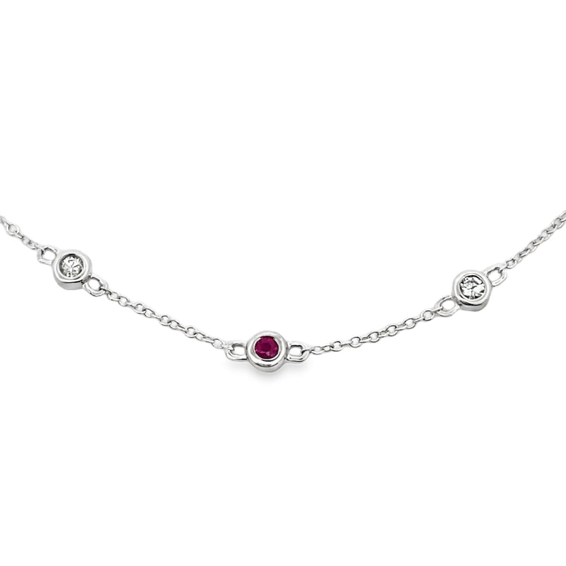 Bids.com .16ct Ruby Diamond Bracelet 14KT White Gold Bracelets