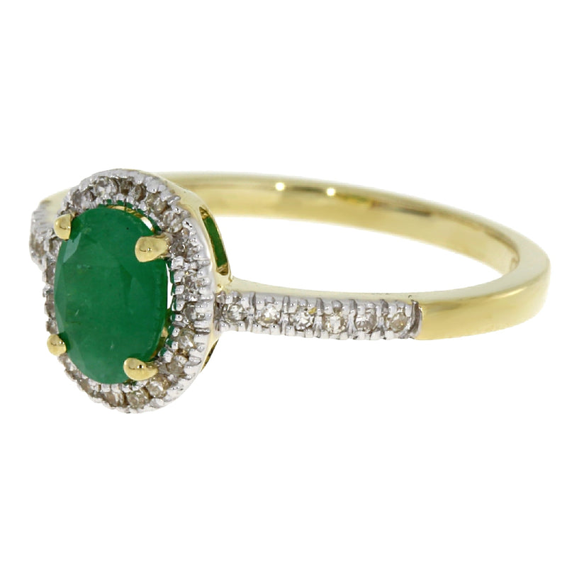 Bids.com .94ct Emerald Diamond Ring 14KT Yellow Gold Rings