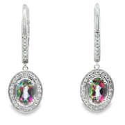 Bids.com .89ct Mystic Fire Topaz Dangle Earrings 10KT White Gold Earrings